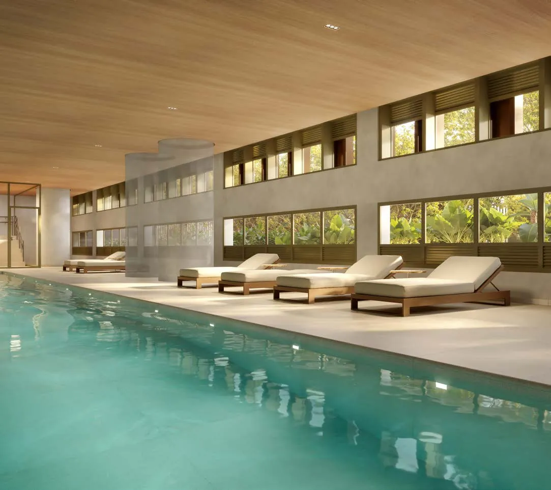 Perspectiva ilustrada: Piscina coberta com raia de 25 m, Quarten Ibirapuera