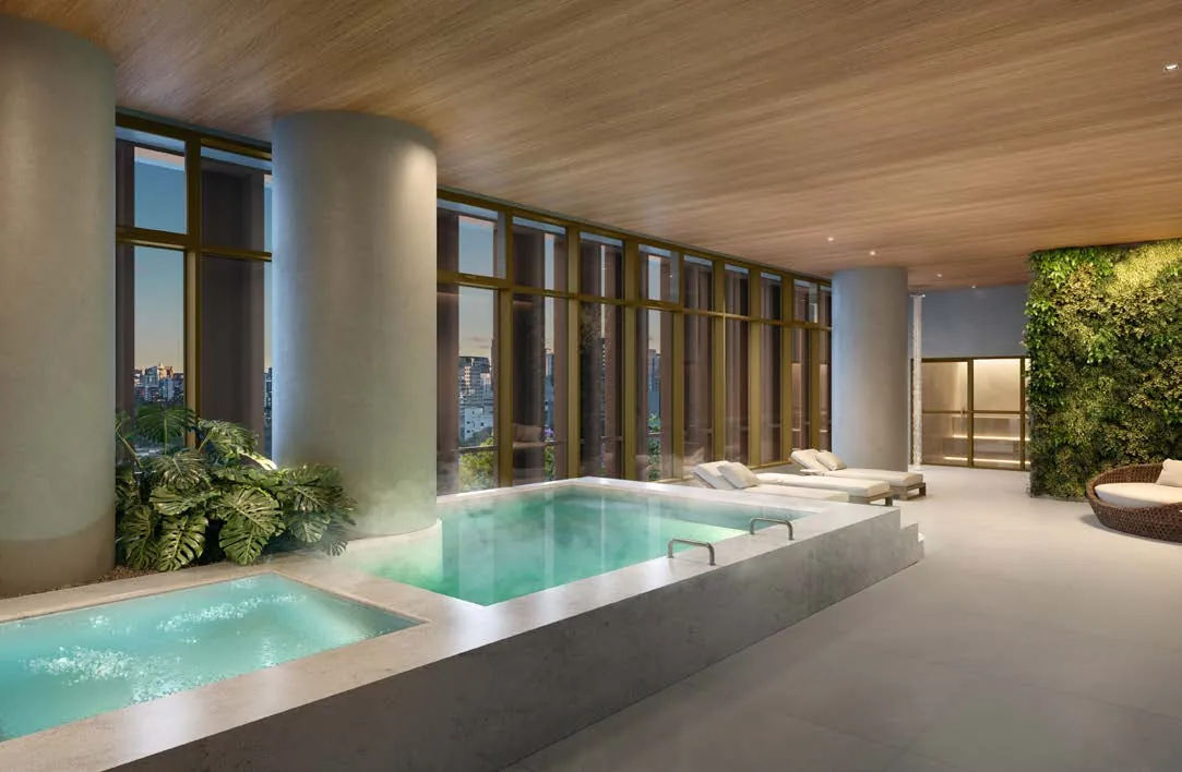 Perspectiva ilustrada: Spa, cold plunge e hidromassagem, Quarten Ibirapuera